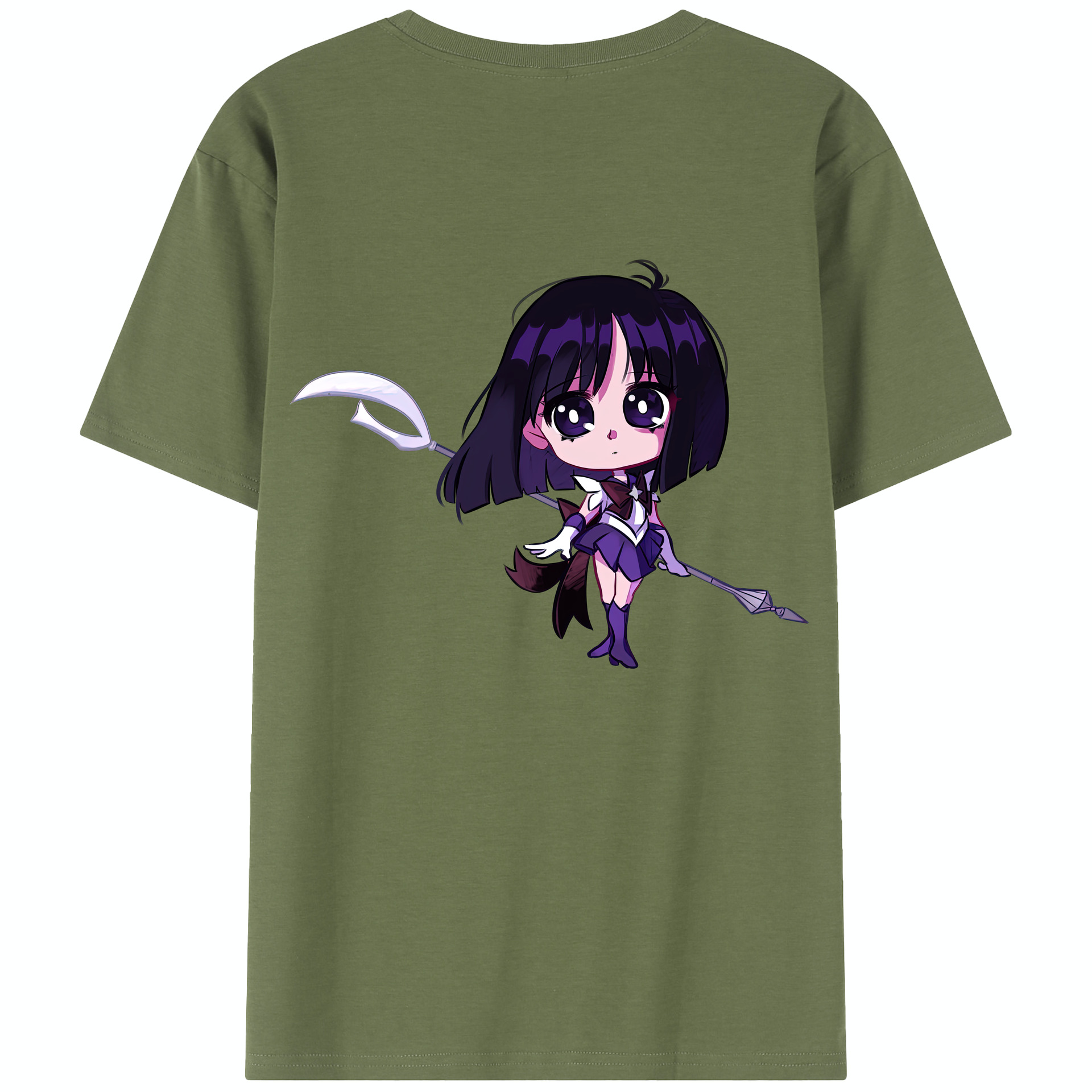 （画像用） 美少女戦士セーラームーン 土萠ほたる Sailor Moon Tomoe Hotaru （セーラーサターン；Sailor Saturn） 綿100％半袖Tシャツ（背面プリント）